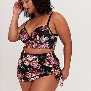 Torrid Black and Pink Floral Bikini